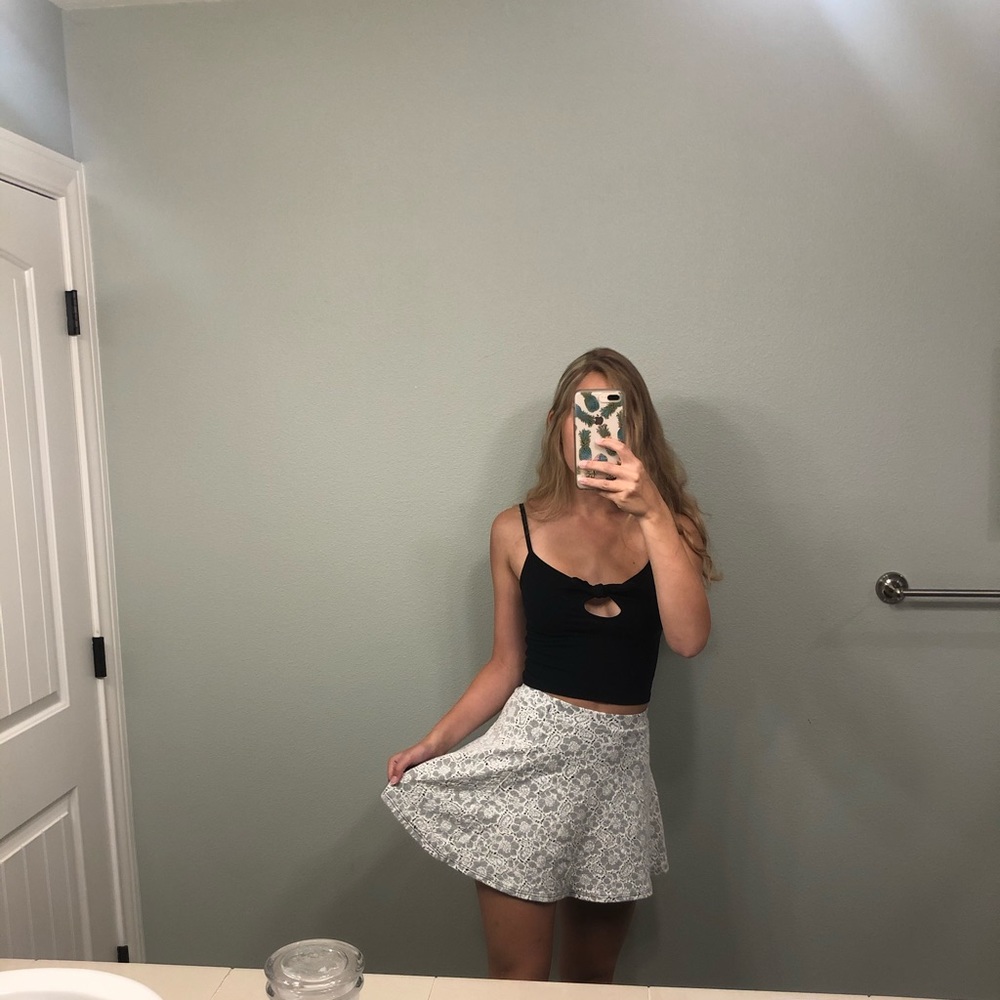 White and black floral skirt